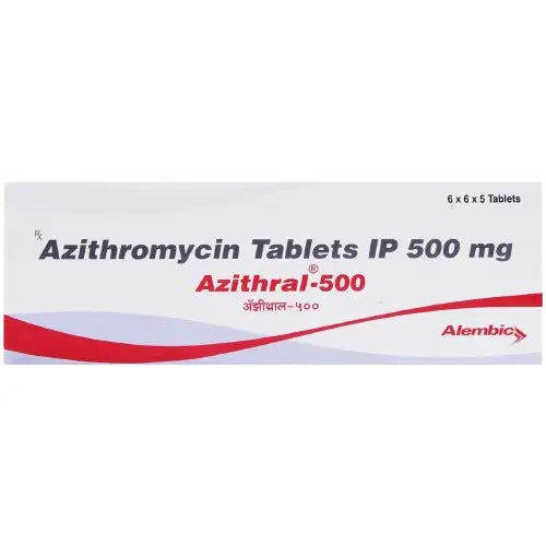 Azithral 500 MG - 100 Tablets (Azithromycin 500mg Tablets)