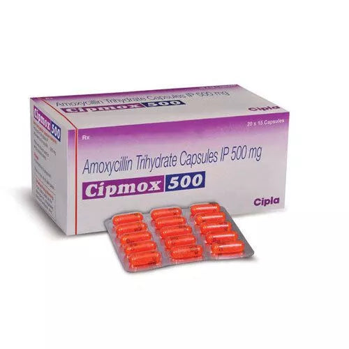 Cipmox 500 mg (Amoxicillin Trihydrate Capsules IP 500 mg) - 100 Tablets