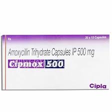 Cipmox 500 mg (Amoxicillin Trihydrate Capsules IP 500 mg) - 100 Tablets